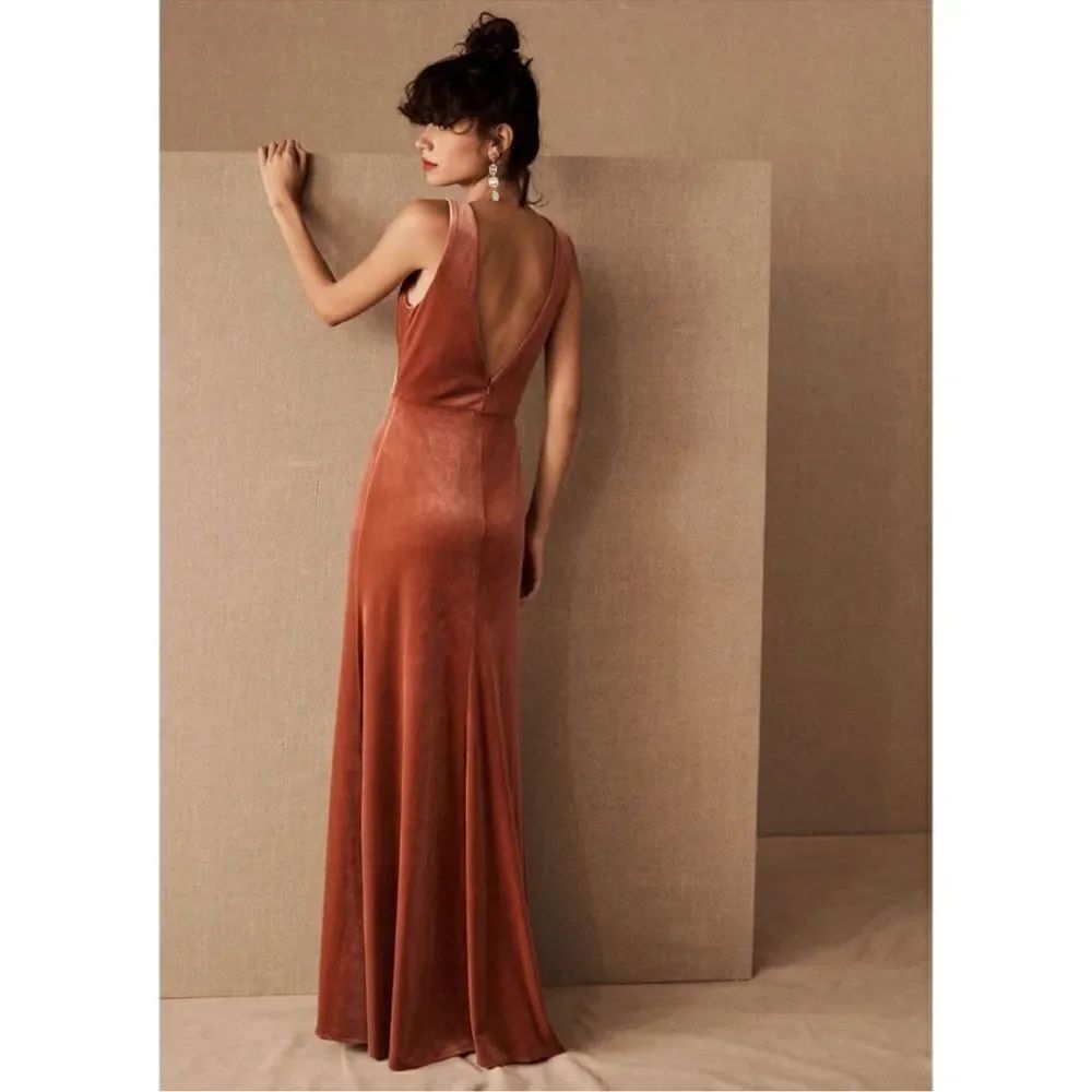 JENNY YOO Logan Velvet Maxi Dress in English Rose - Picture 2 of 3